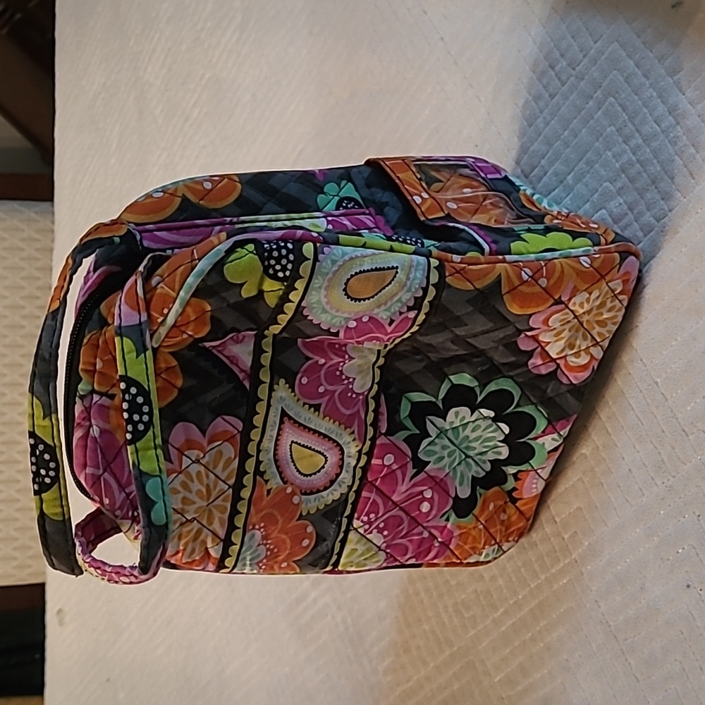 Vera Bradley Lunch Tote Pink Green Black Chevron Handbag